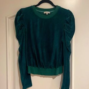 Velour ribbed puff sleeve sweatshirt